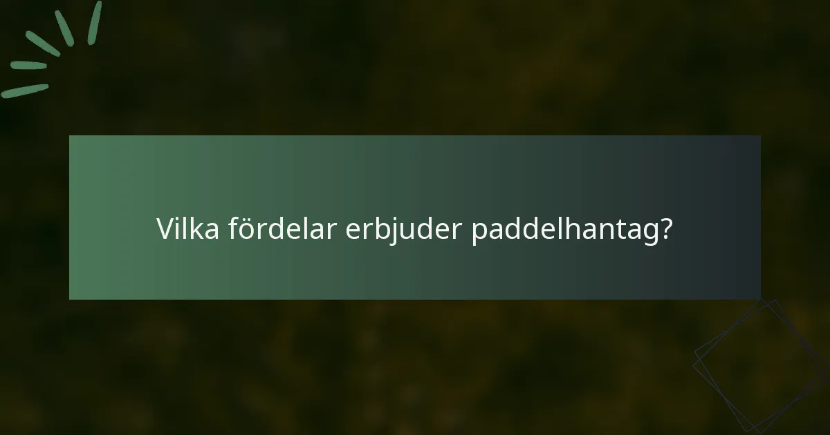 Vilka fördelar erbjuder paddelhantag?